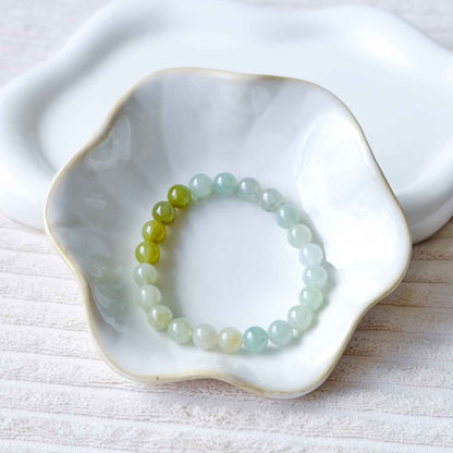 Golden Canopy Green Beaded Jade Bracelet