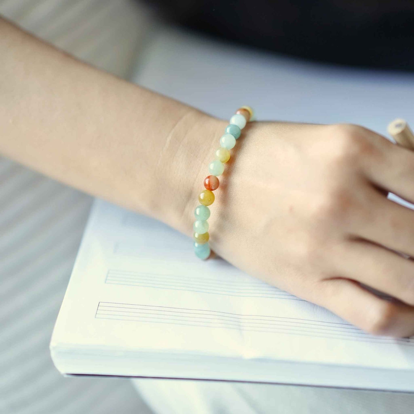Golden Garden Multicolour Beaded Jade Bracelet