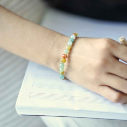 Golden Garden Multicolour Beaded Jade Bracelet