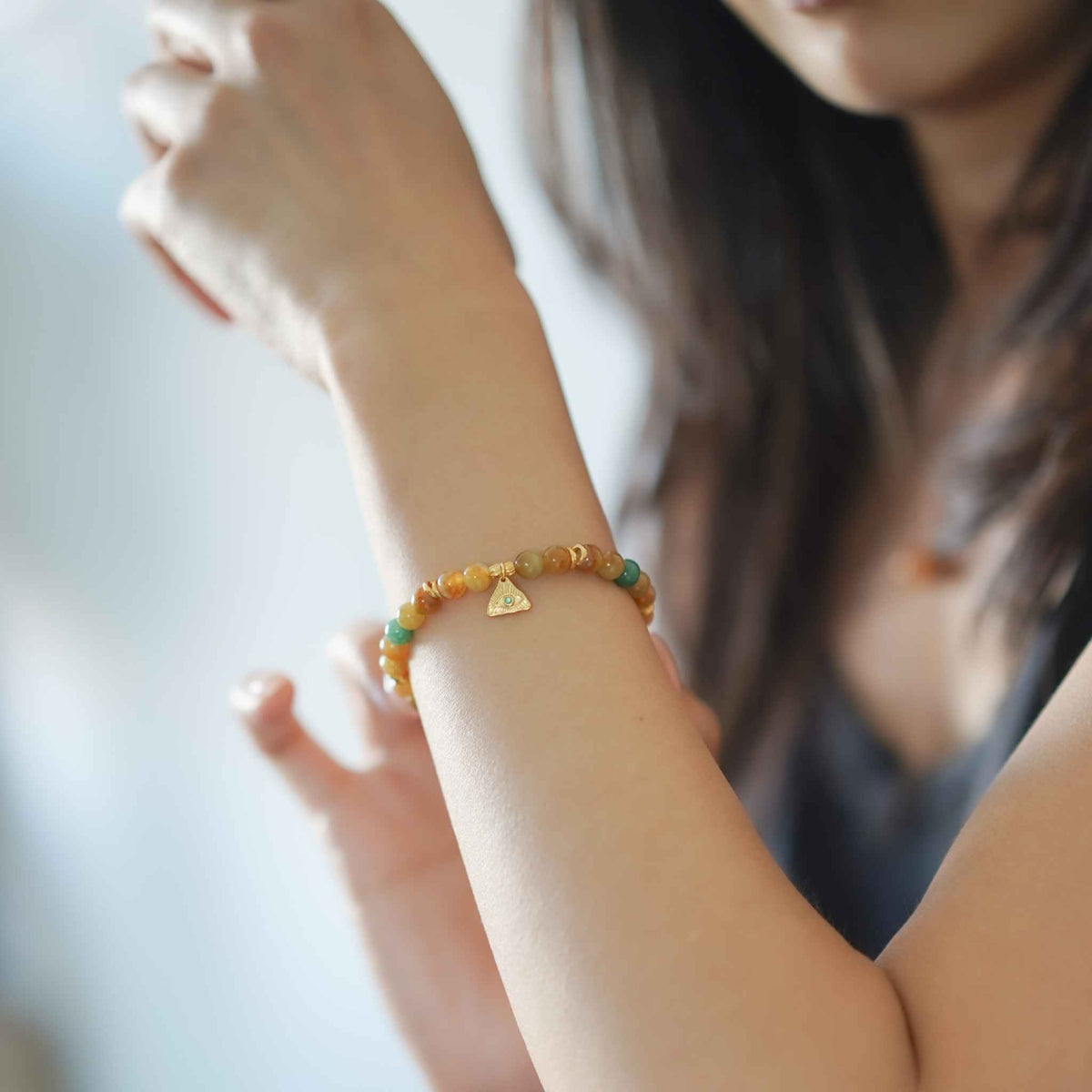 Guardian Eye Multicolour Beaded Jade Bracelet