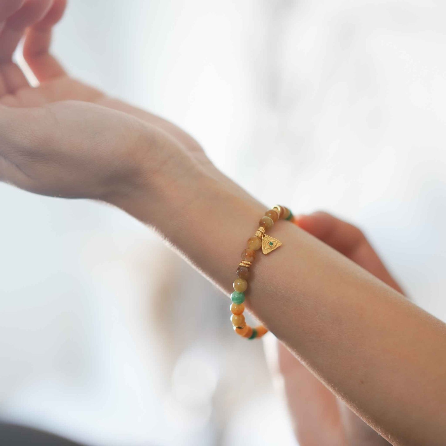 Guardian Eye Multicolour Beaded Jade Bracelet