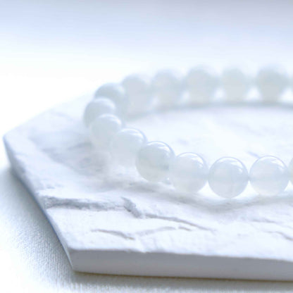 Ivory Veil Icy White Beaded Jade Bracelet