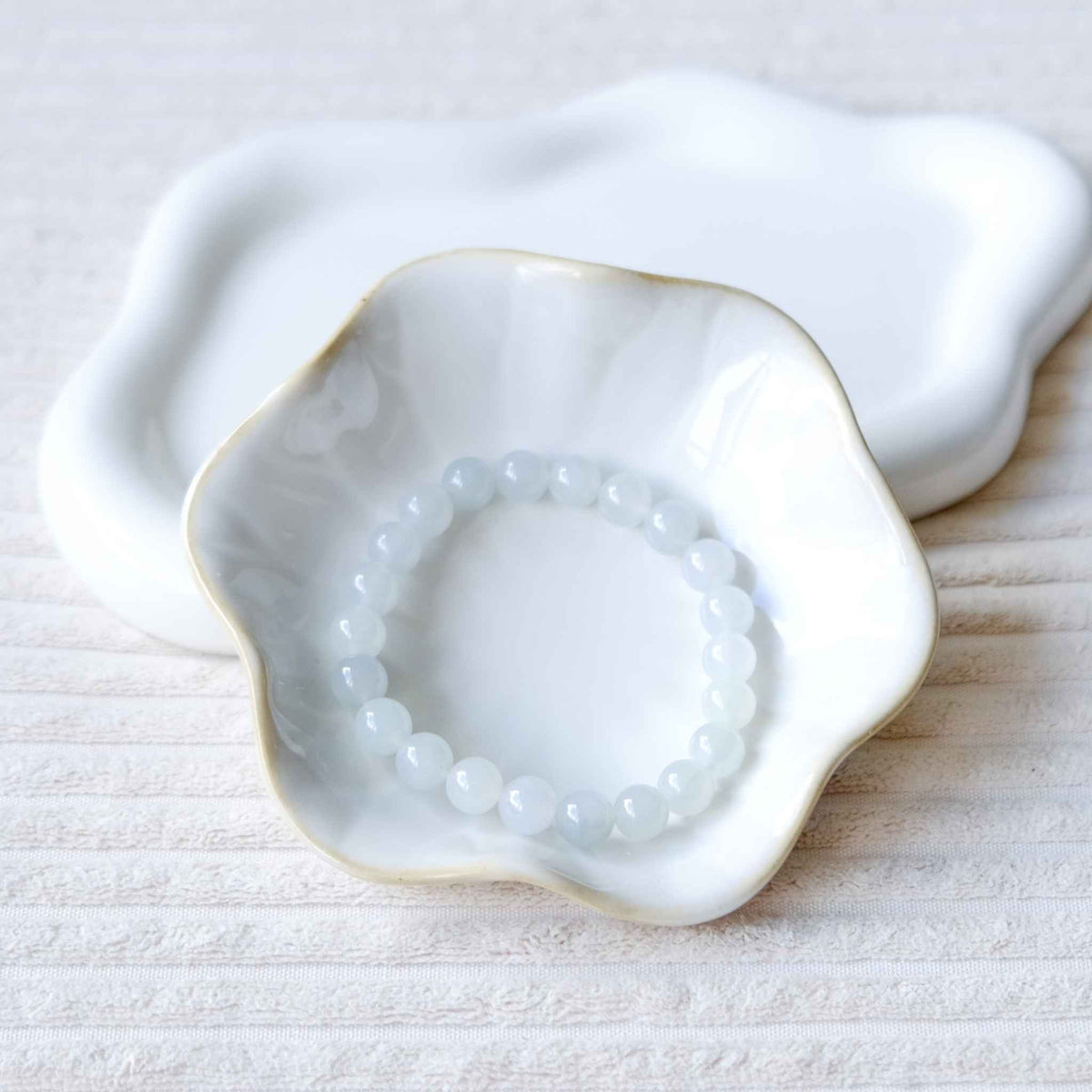 Ivory Veil Icy White Beaded Jade Bracelet