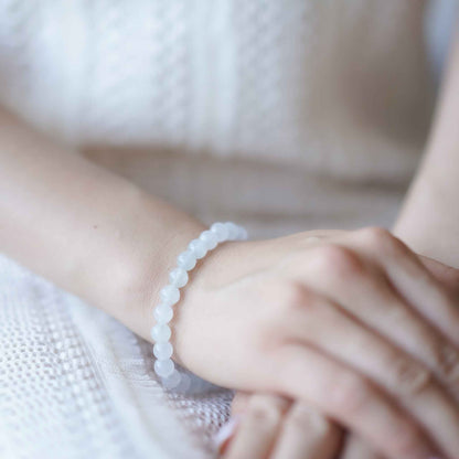 Ivory Veil Icy White Beaded Jade Bracelet