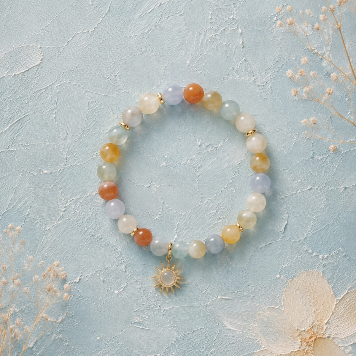 Sunburst Multicolour Beaded Jade Bracelet