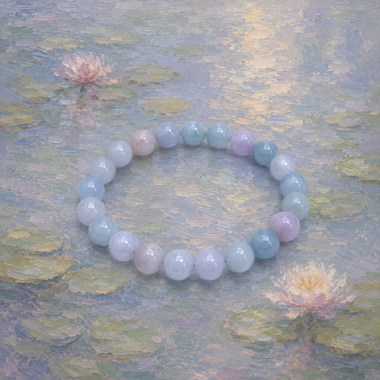 Lilac Whisper Lavender Beaded Jade Bracelet
