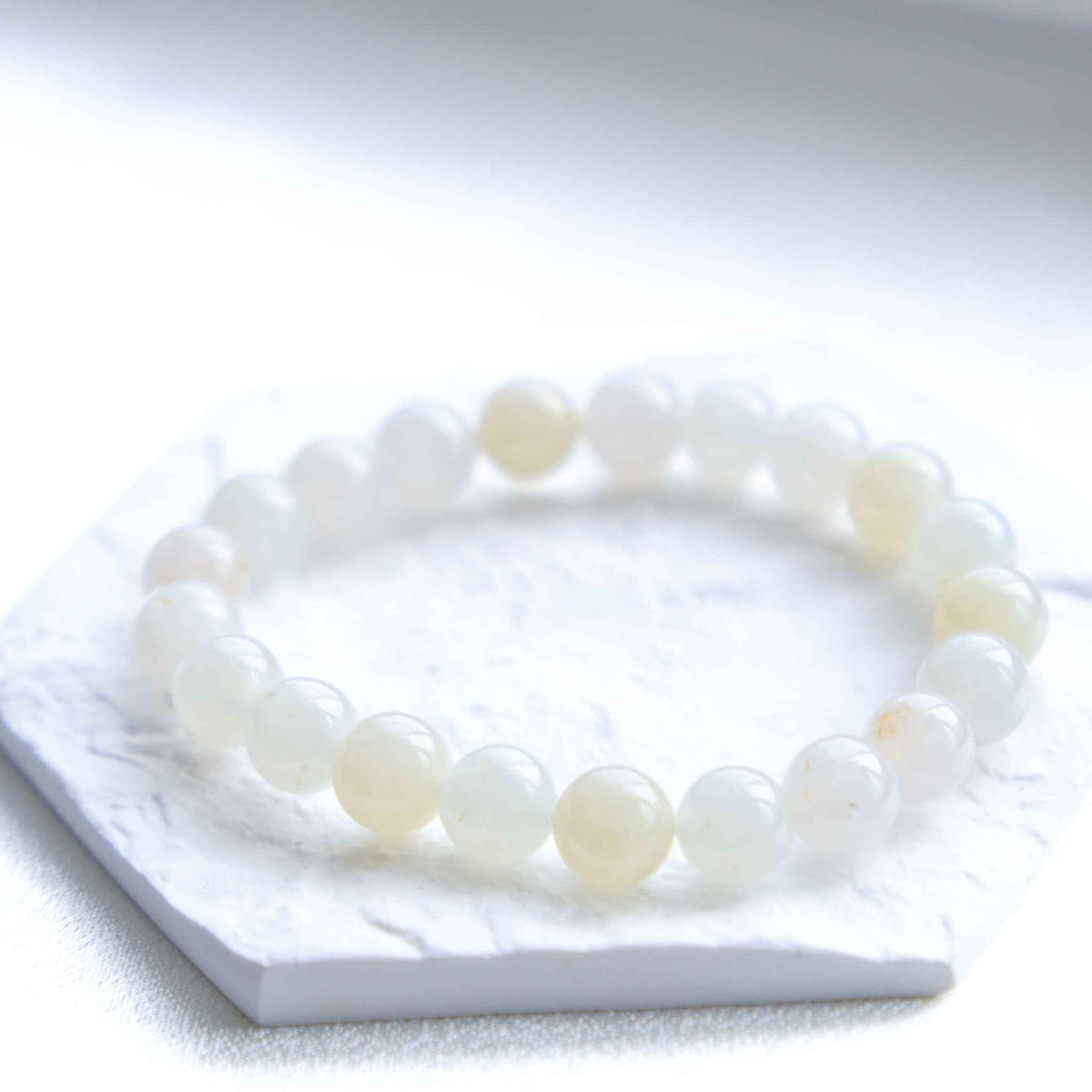 Macaron Blush Amber Beaded Jade Bracelet