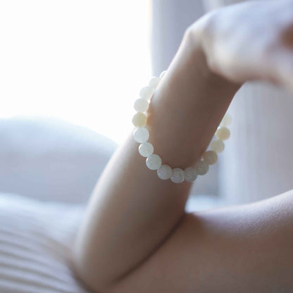 Macaron Blush Amber Beaded Jade Bracelet