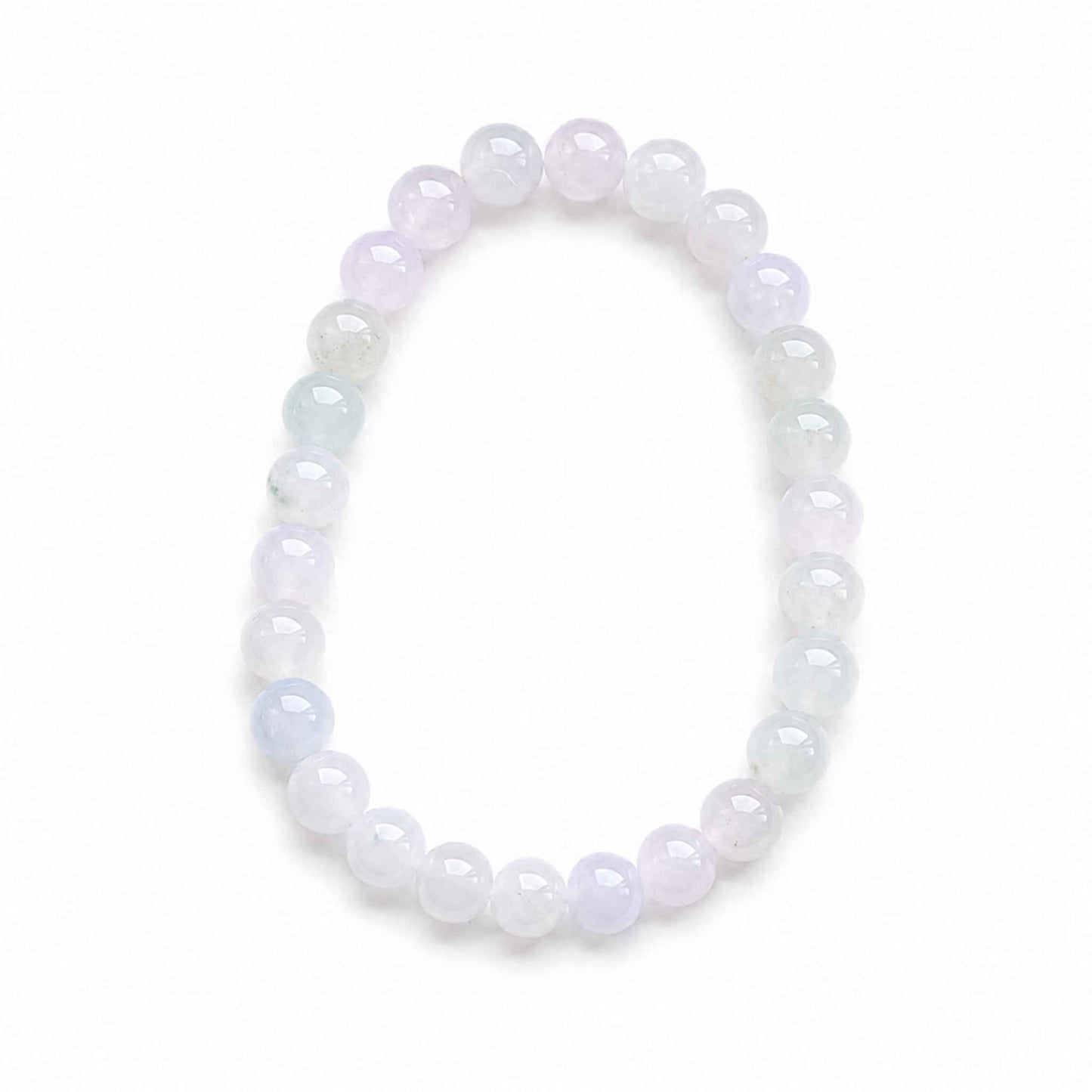 Macaron Dream Icy White Beaded Jade Bracelet