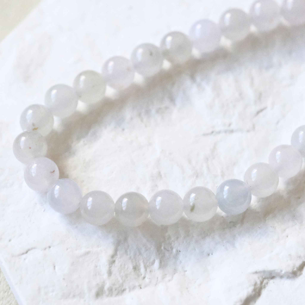 Macaron Dream Icy White Beaded Jade Bracelet