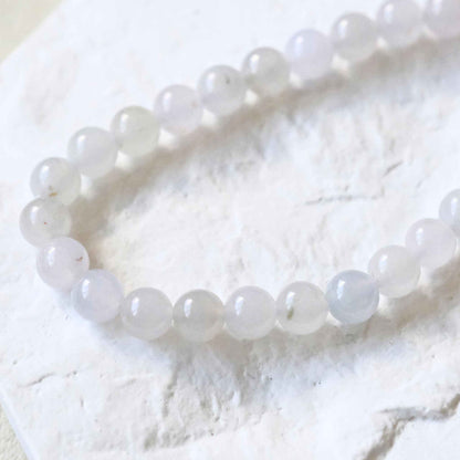 Macaron Dream Icy White Beaded Jade Bracelet