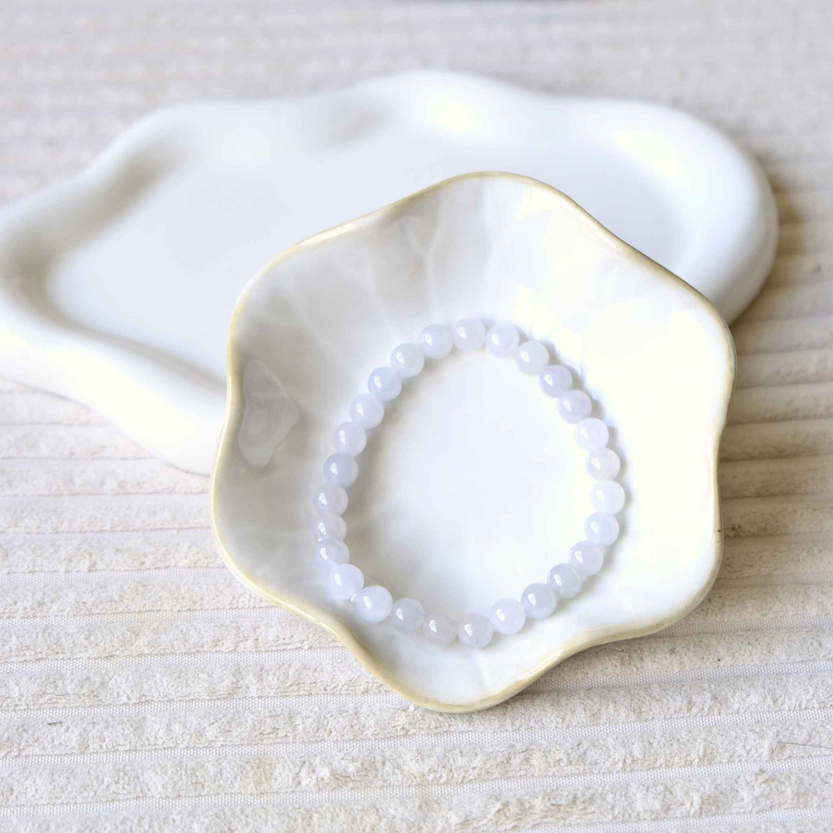 Macaron Dream Icy White Beaded Jade Bracelet