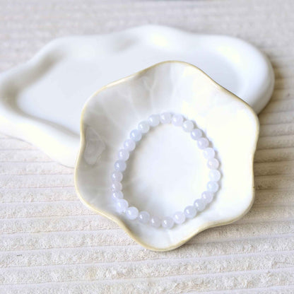 Macaron Dream Icy White Beaded Jade Bracelet