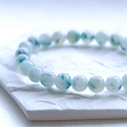 Mint Watercolour Green Beaded Jade Bracelet