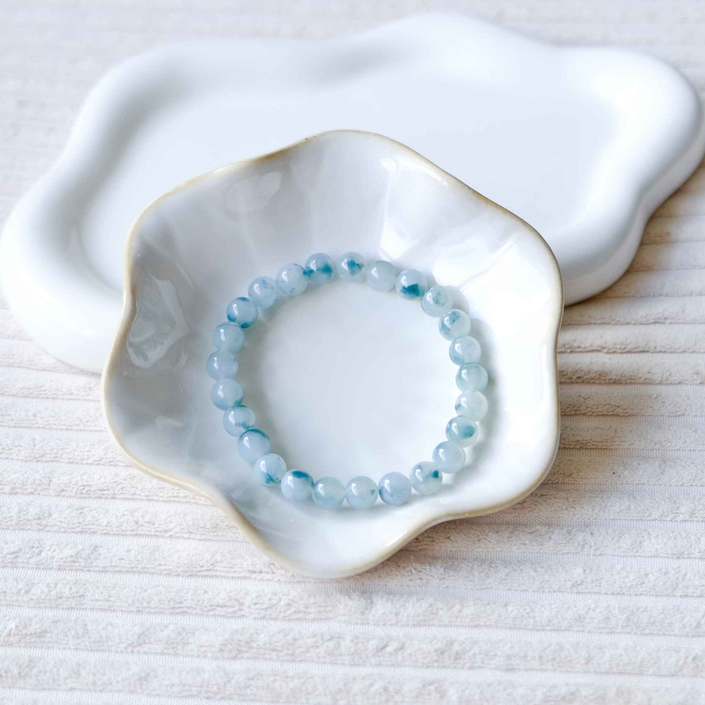 Mint Watercolour Green Beaded Jade Bracelet