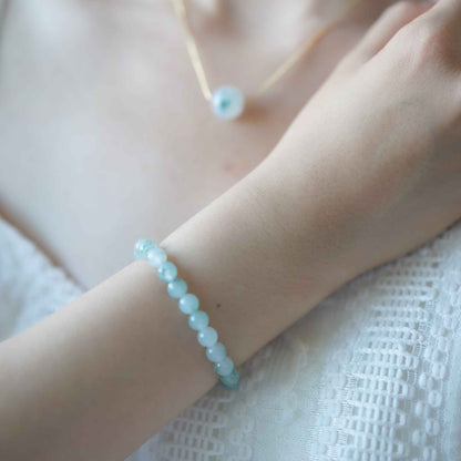 Mint Watercolour Green Beaded Jade Bracelet