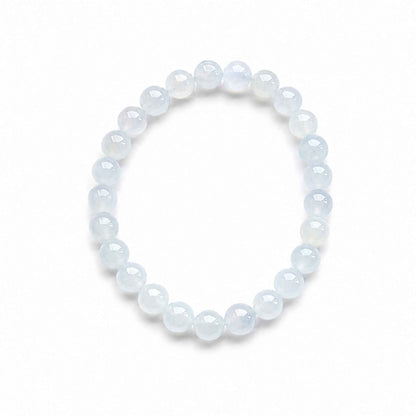 Moonstone Icy White Beaded Jade Bracelet