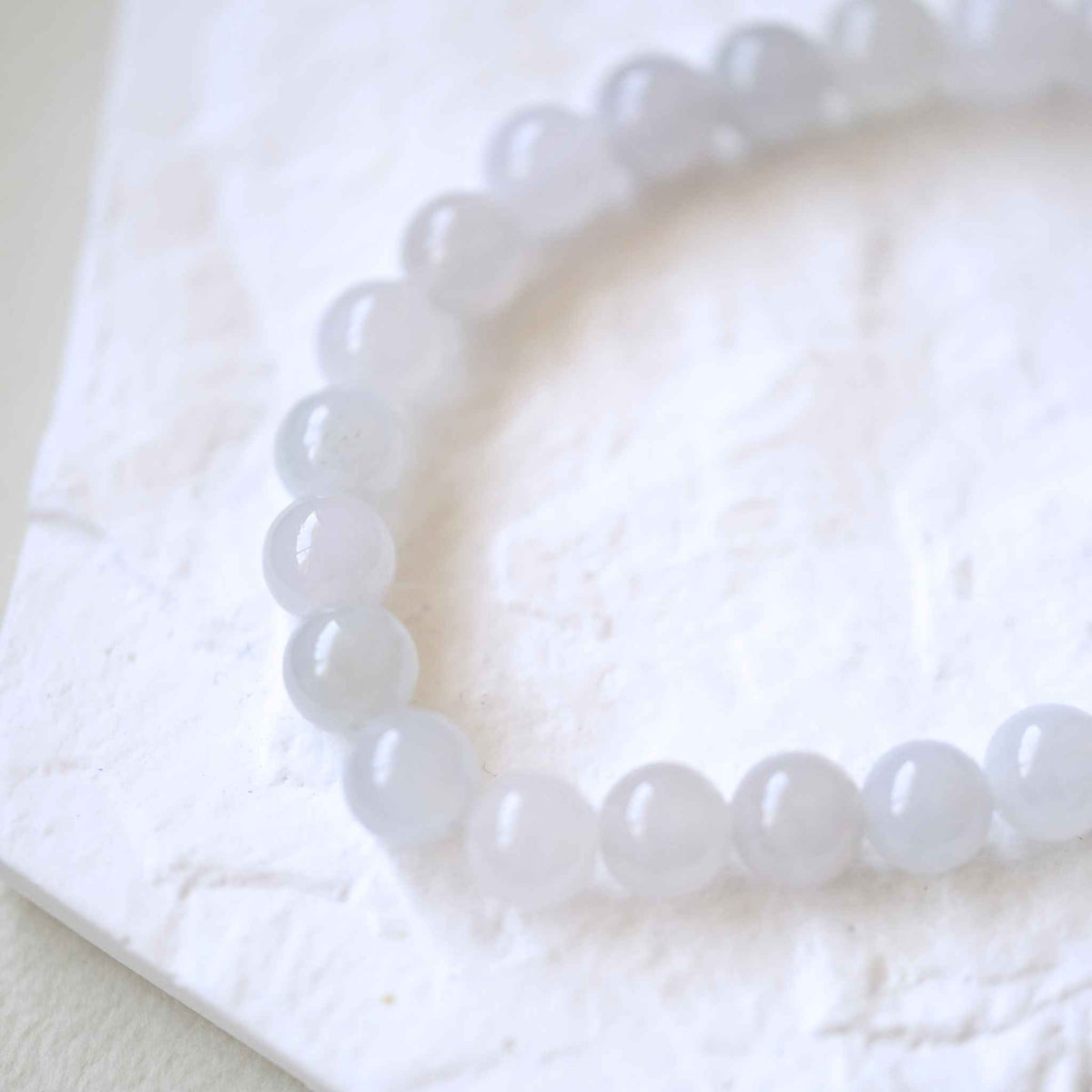 Moonstone Icy White Beaded Jade Bracelet