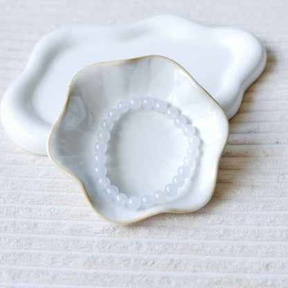Moonstone Icy White Beaded Jade Bracelet
