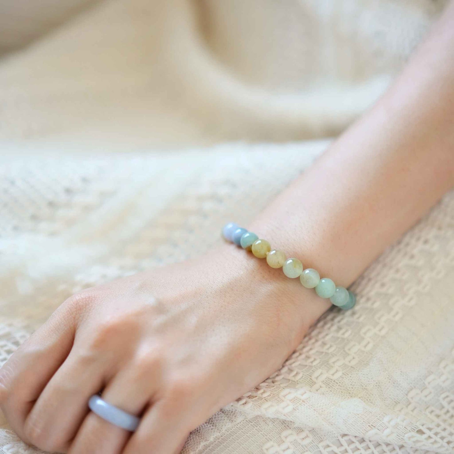 Morning Meadow Multicolour Beaded Jade Bracelet