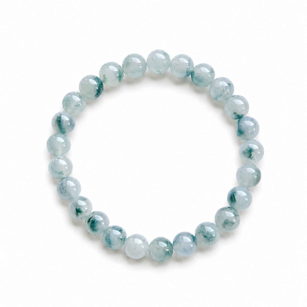 Moss in Snow Blue Beaded Jade Bracelet