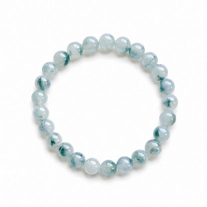 Moss in Snow Blue Beaded Jade Bracelet