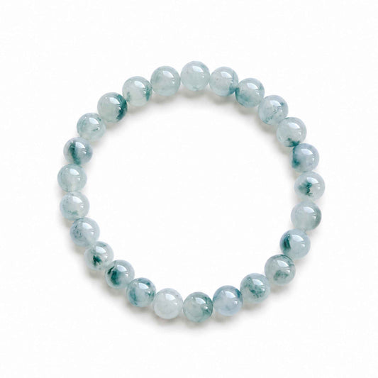 Moss in Snow Blue Beaded Jade Bracelet