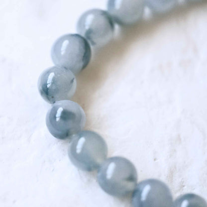 Moss in Snow Blue Beaded Jade Bracelet