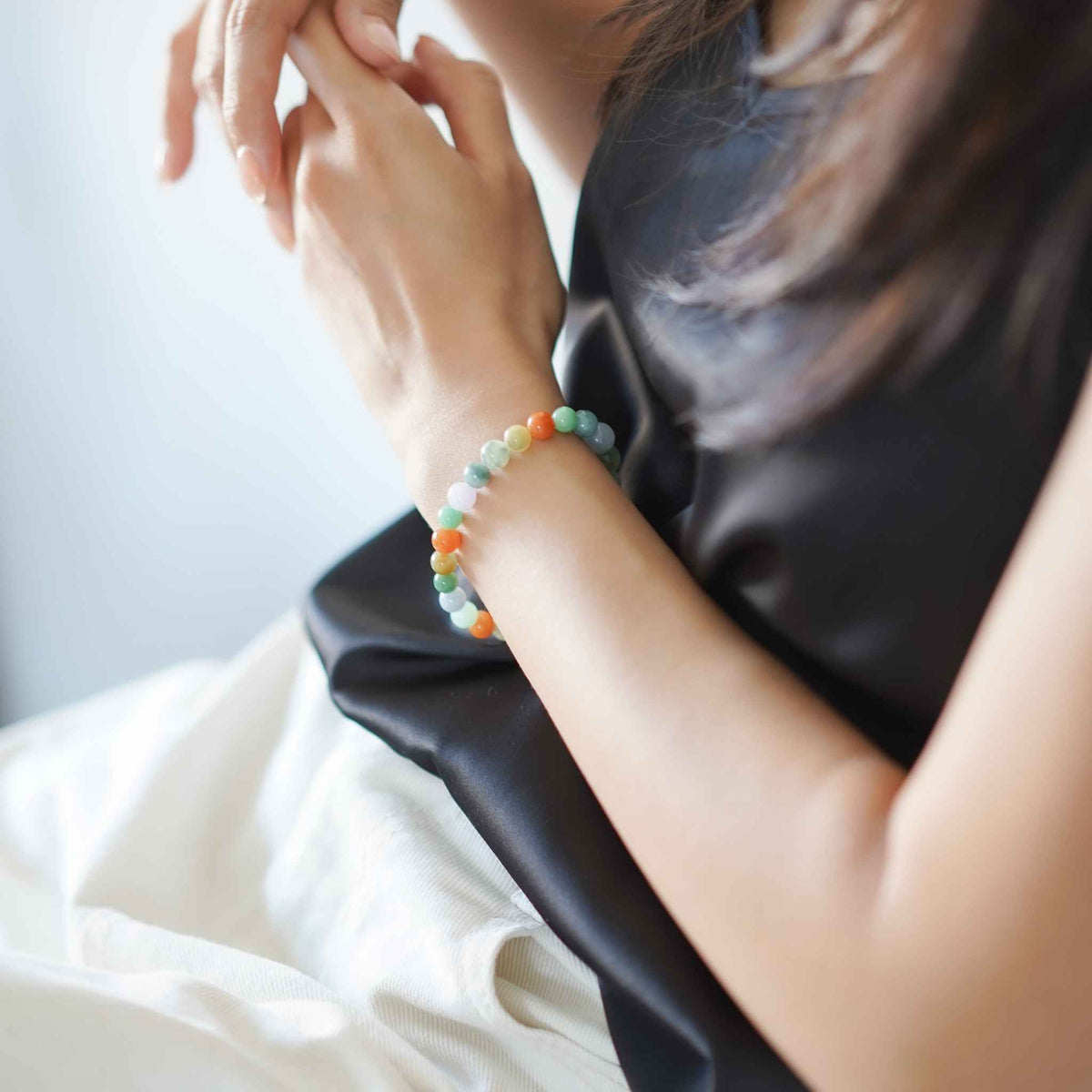 Nature's Palette Multicolour Beaded Jade Bracelet