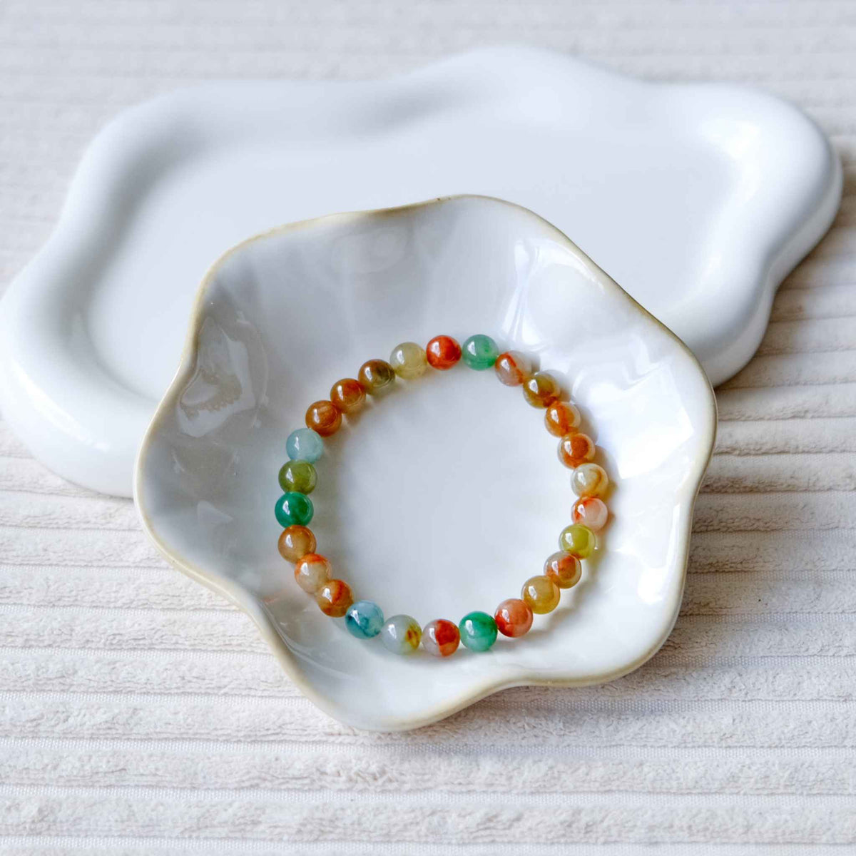 Persimmon Garden Multicolour Beaded Jade Bracelet