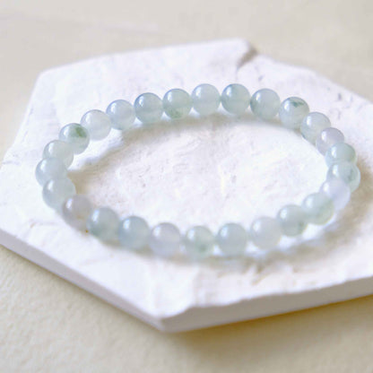 Sea Mist Blue Beaded Jade Bracelet