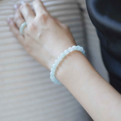 Sea Mist Blue Beaded Jade Bracelet