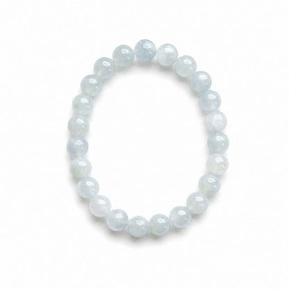 Snow Pearl Icy White Beaded Jade Bracelet