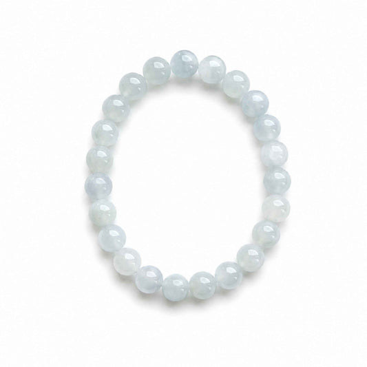 Snow Pearl Icy White Beaded Jade Bracelet