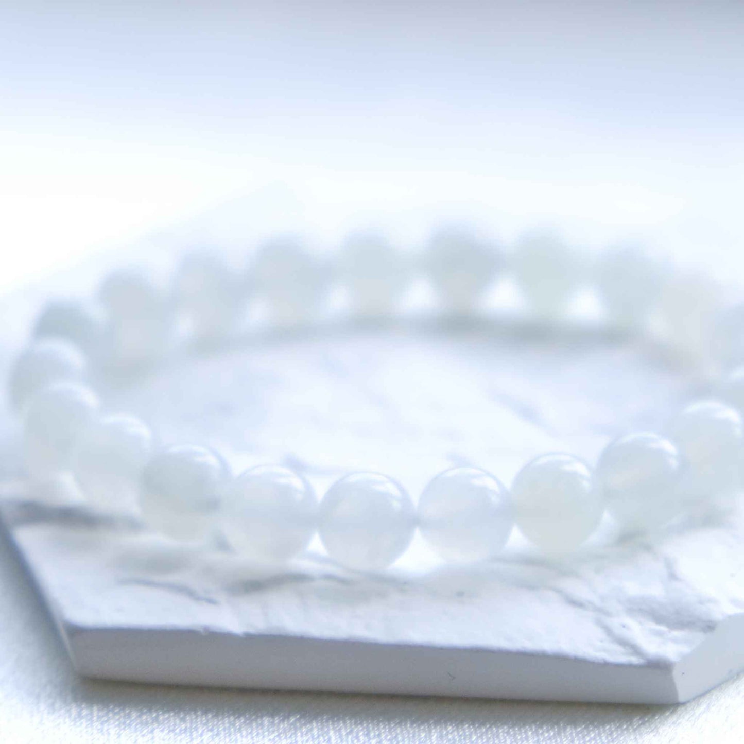 Snow Pearl Icy White Beaded Jade Bracelet