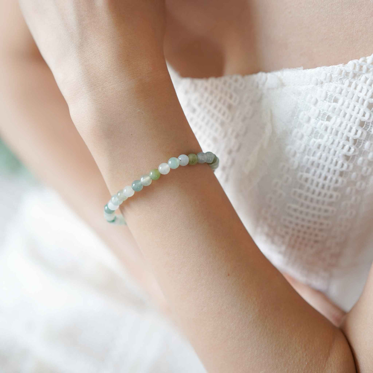 Verdant Breeze Green Beaded Jade Bracelet