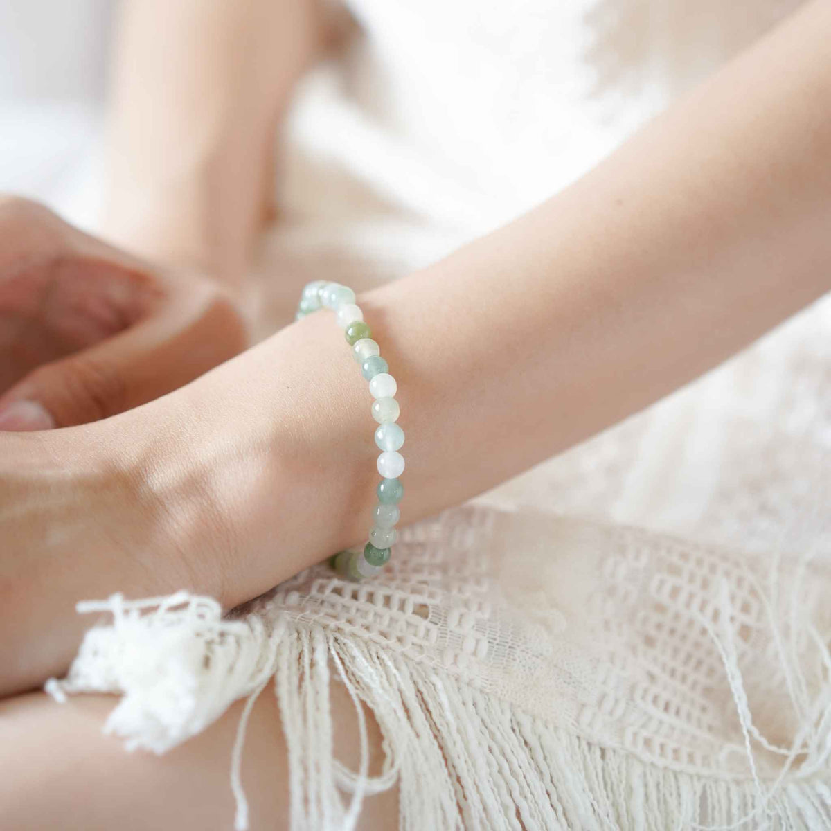 Verdant Breeze Green Beaded Jade Bracelet