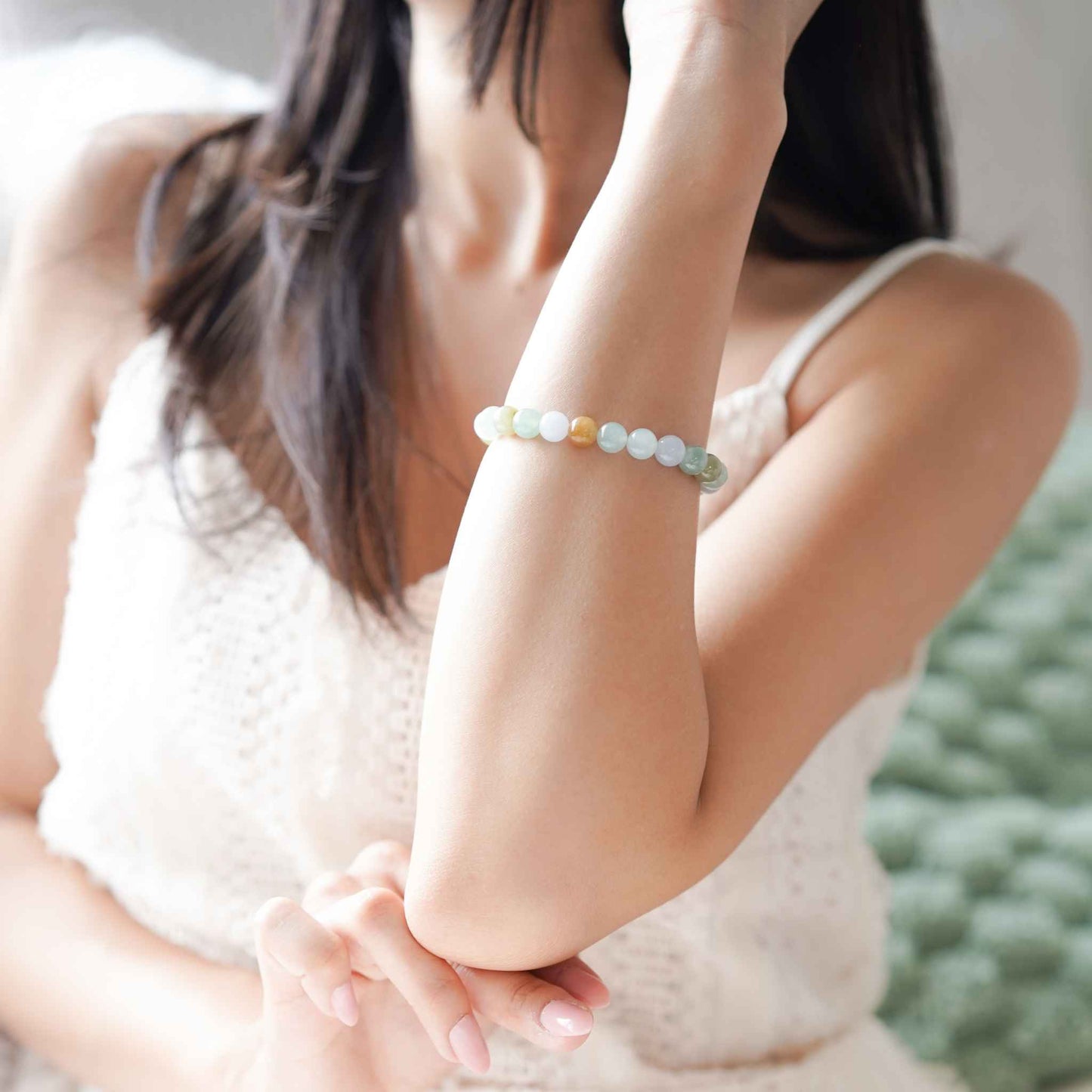 Wildflower Multicolour Beaded Jade Bracelet