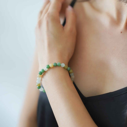 Wildflower Meadow Multicolour Beaded Jade Bracelet