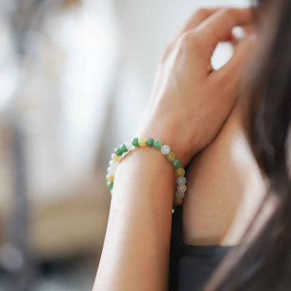 Wildflower Meadow Multicolour Beaded Jade Bracelet