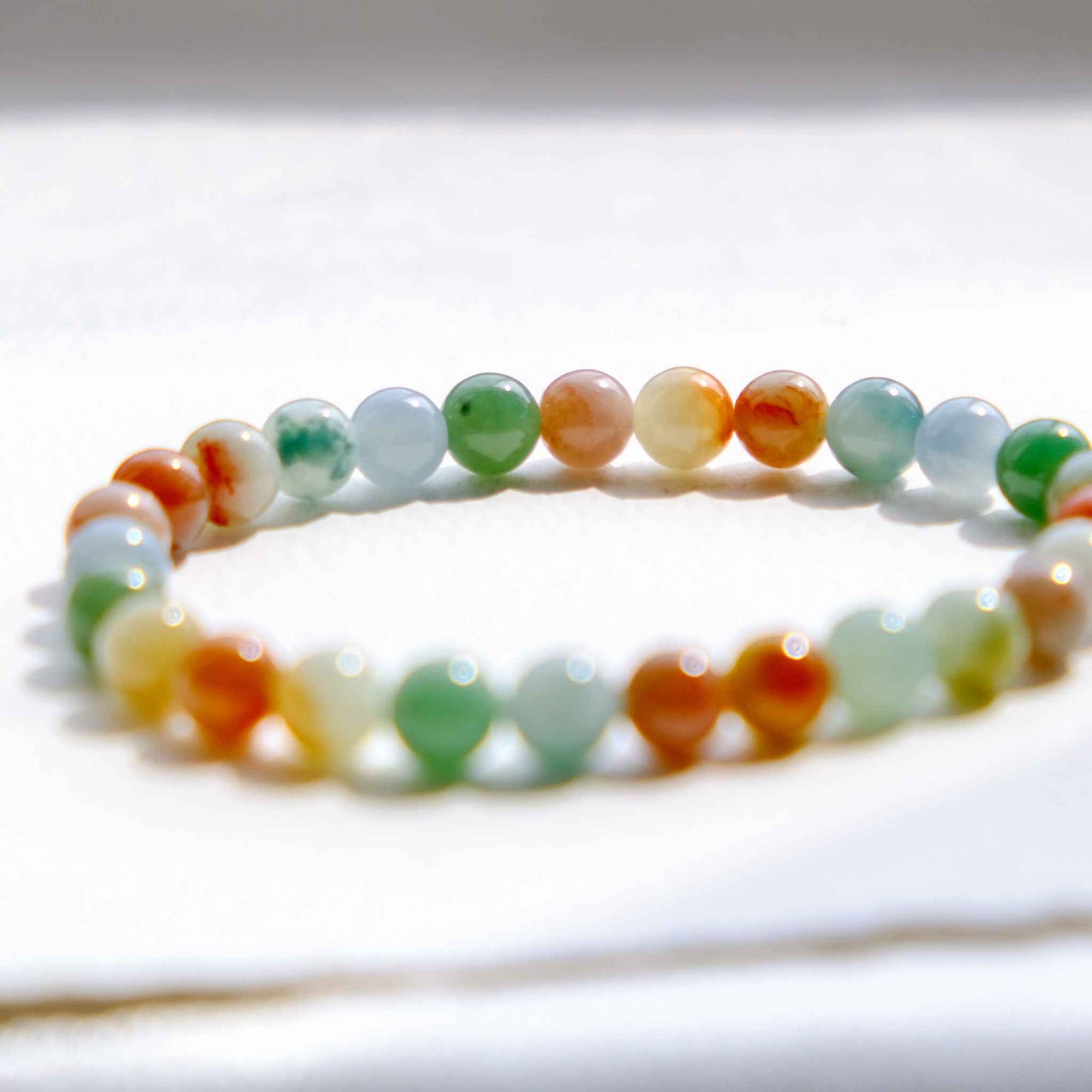 Wildflower Mosaic Multicolour Beaded Jade Bracelet
