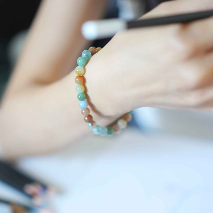Wildflower Mosaic Multicolour Beaded Jade Bracelet